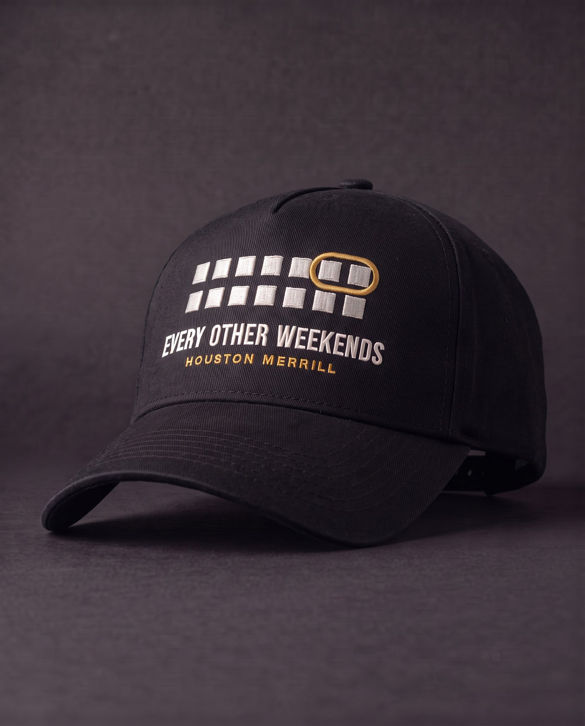 Every Other Weekends A-Frame Cap — front embroidery, calendar with one weekend circled