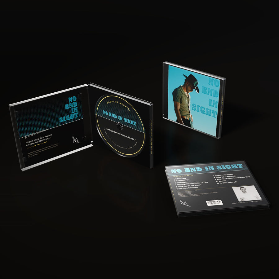 No End In Sight CD — open jewel case with disc, closed case front cover, and back cover