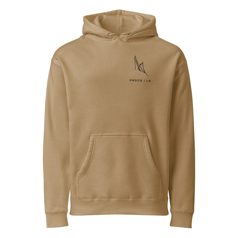 Grand Dad's Grit Hoodie — front, signed initials over PRDCD | LA on the left chest