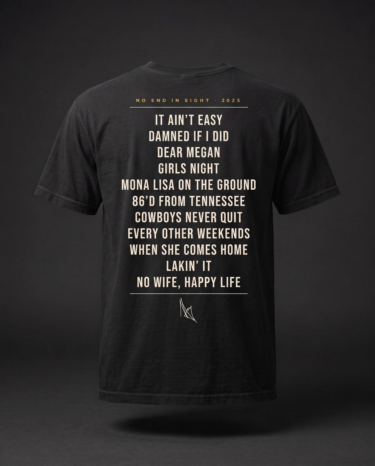 No End In Sight Horizon Tee — back with full tracklist and signature