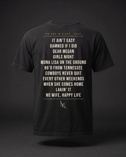 No End In Sight Horizon Tee — back with full tracklist and signature